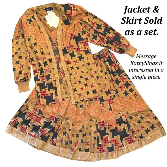Vintage Designer Diane Freis NWT Jacket and Skirt Set Bold Abstract Print 80s - Picture 3 of 13